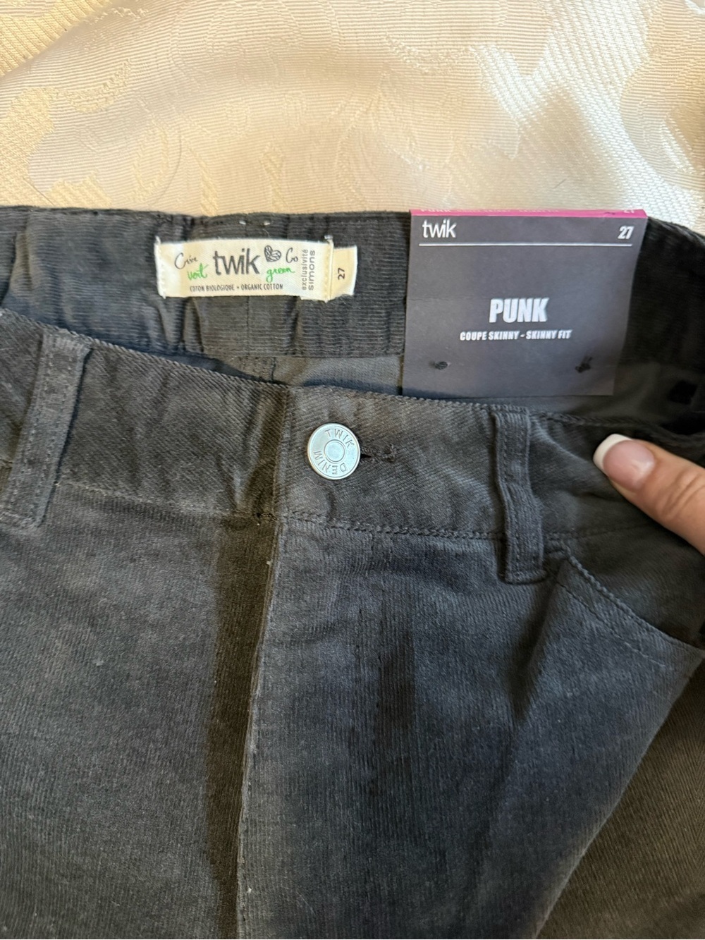 Twik Punk Skinny Black Velvet Corduroy Jeans Sz 27 NWT - Picture 5 of 7